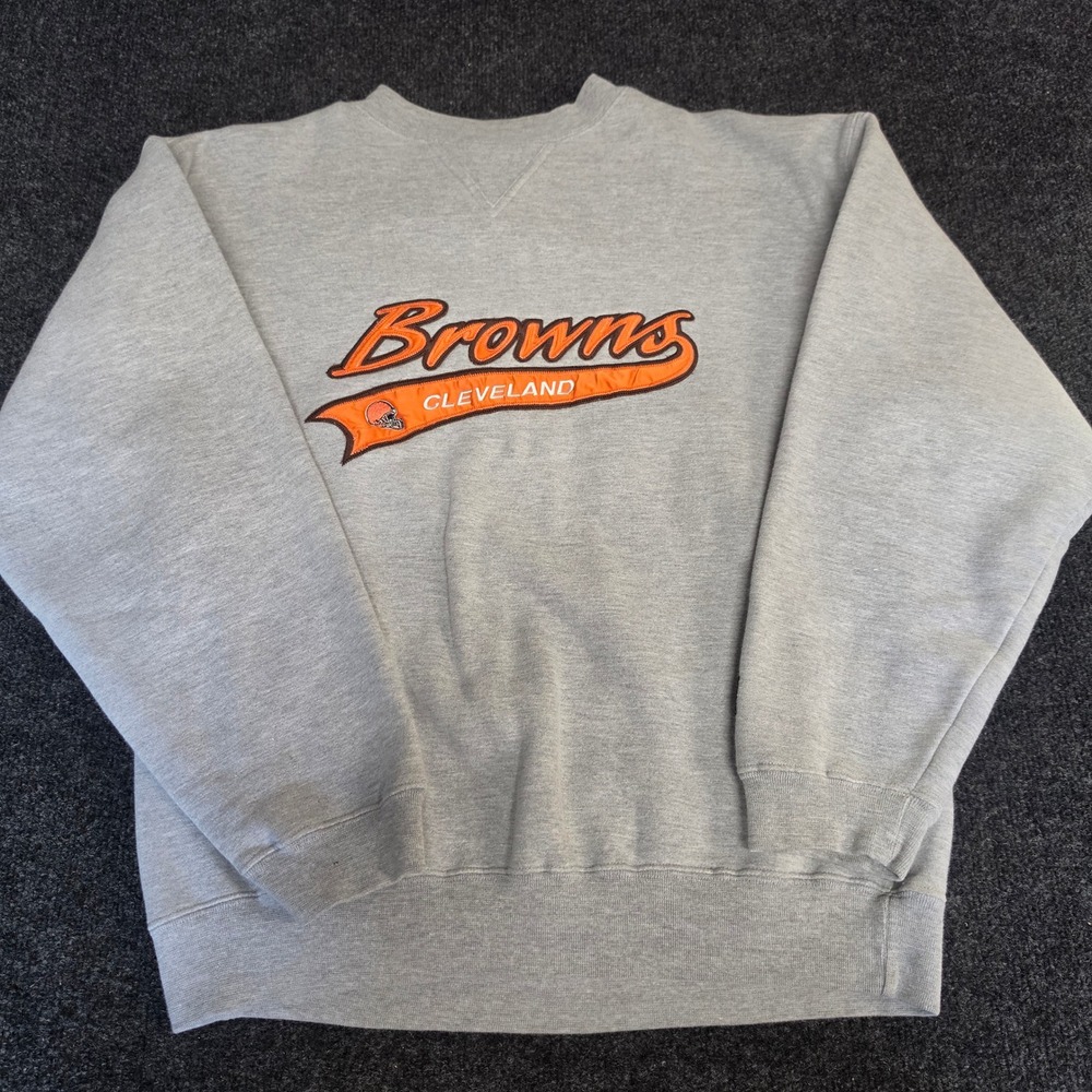 Vintage Puma Cleveland Browns Sweatshirt Mens Medium Gray Embroidered Crewneck